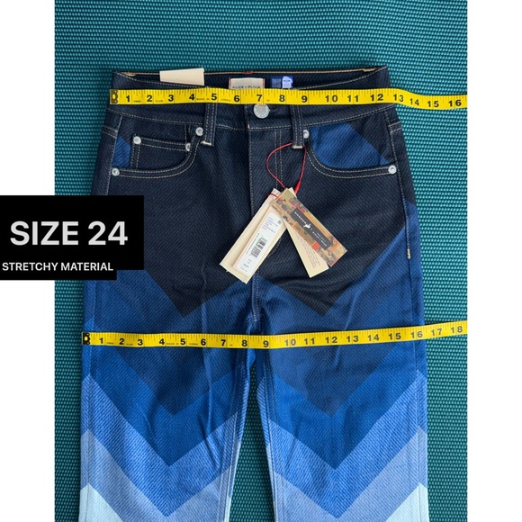 Alice + Olivia x Bronco Multicolored SB Wide Leg Bell Jeans - Picture 7 of 16